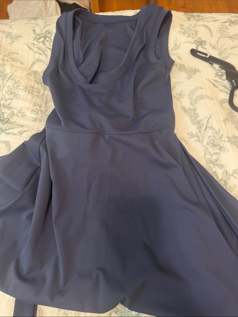 Sleeveless Navy Fit-and-Flare Dress